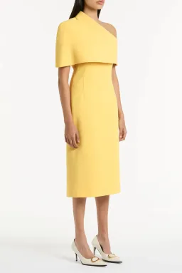 Butter crepe draped collar dress for rent on The Volte - image 2