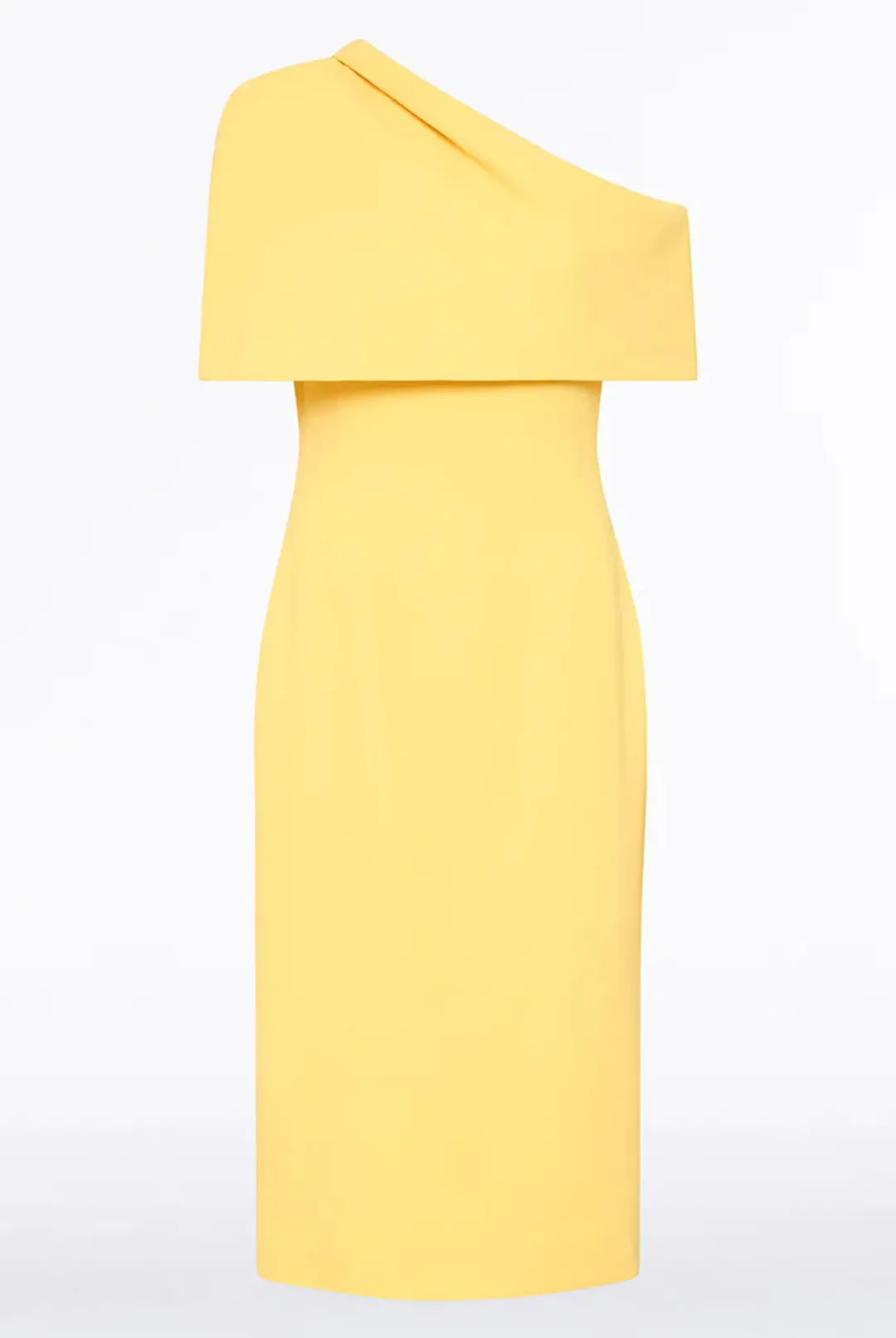 Butter crepe draped collar dress for rent on The Volte - main image