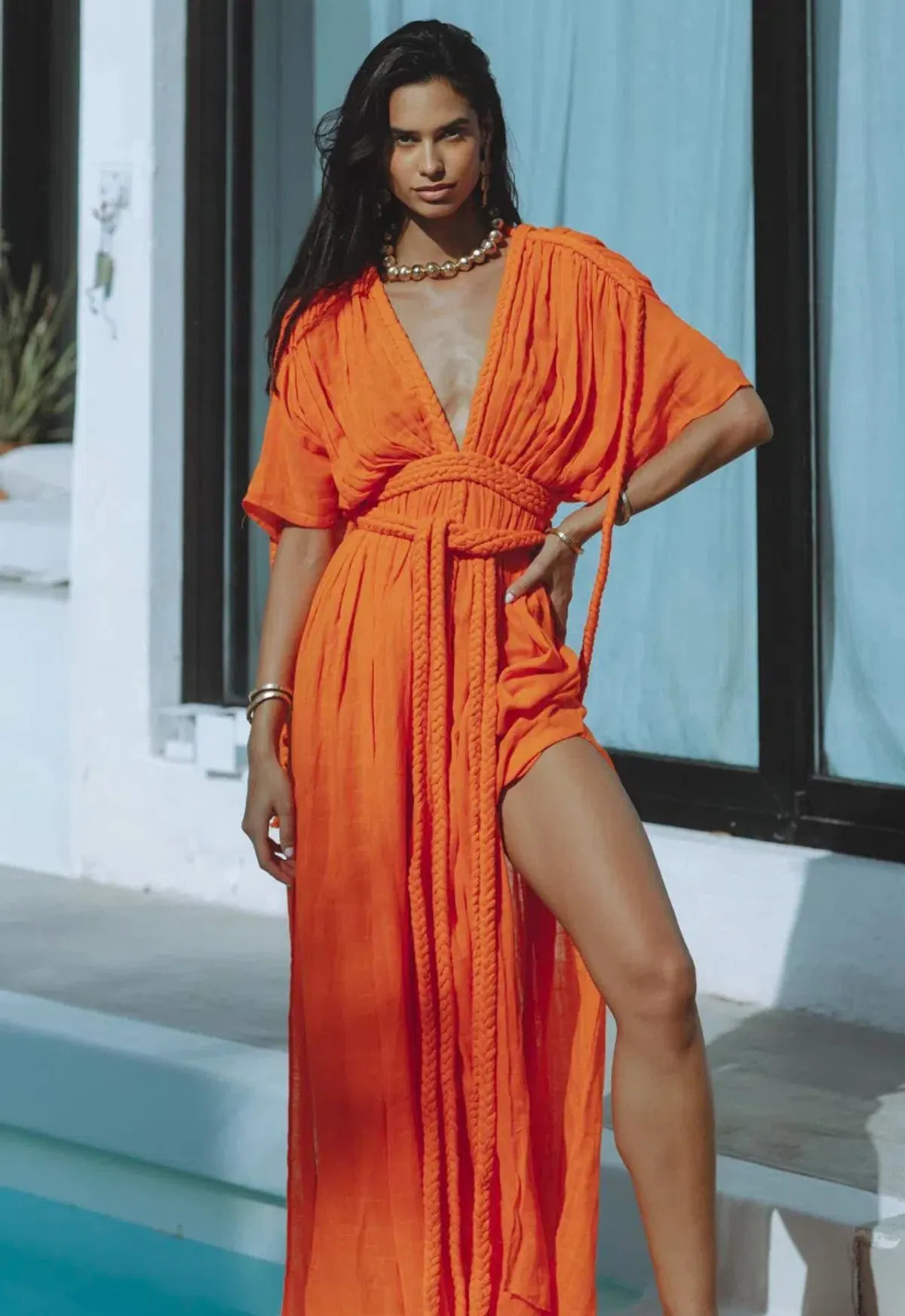 Ophellia Maxi Dress Orange for rent on The Volte - main image