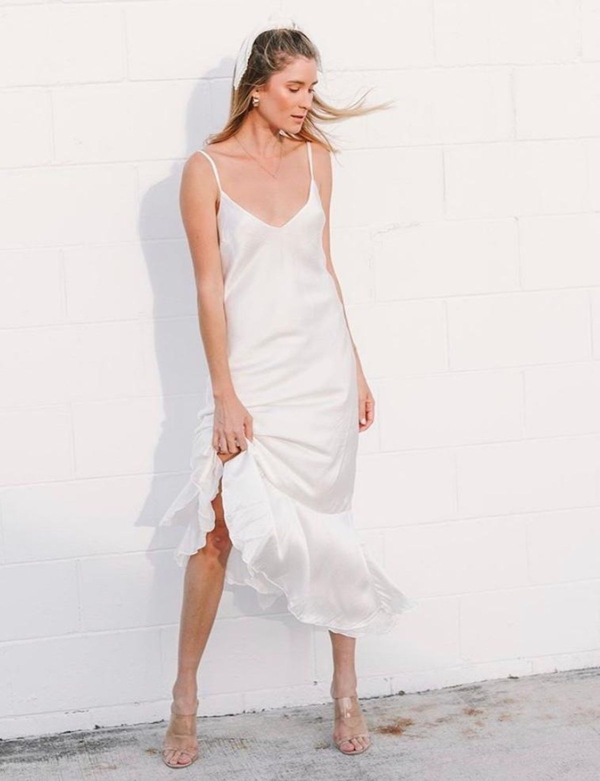 Isabelle Quinn The Estelle Slip Dress White Size 8 for rent on The Volte - main image