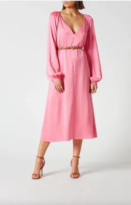 The Textured Satin Trapeze Dress Pink for rent on The Volte - image 5