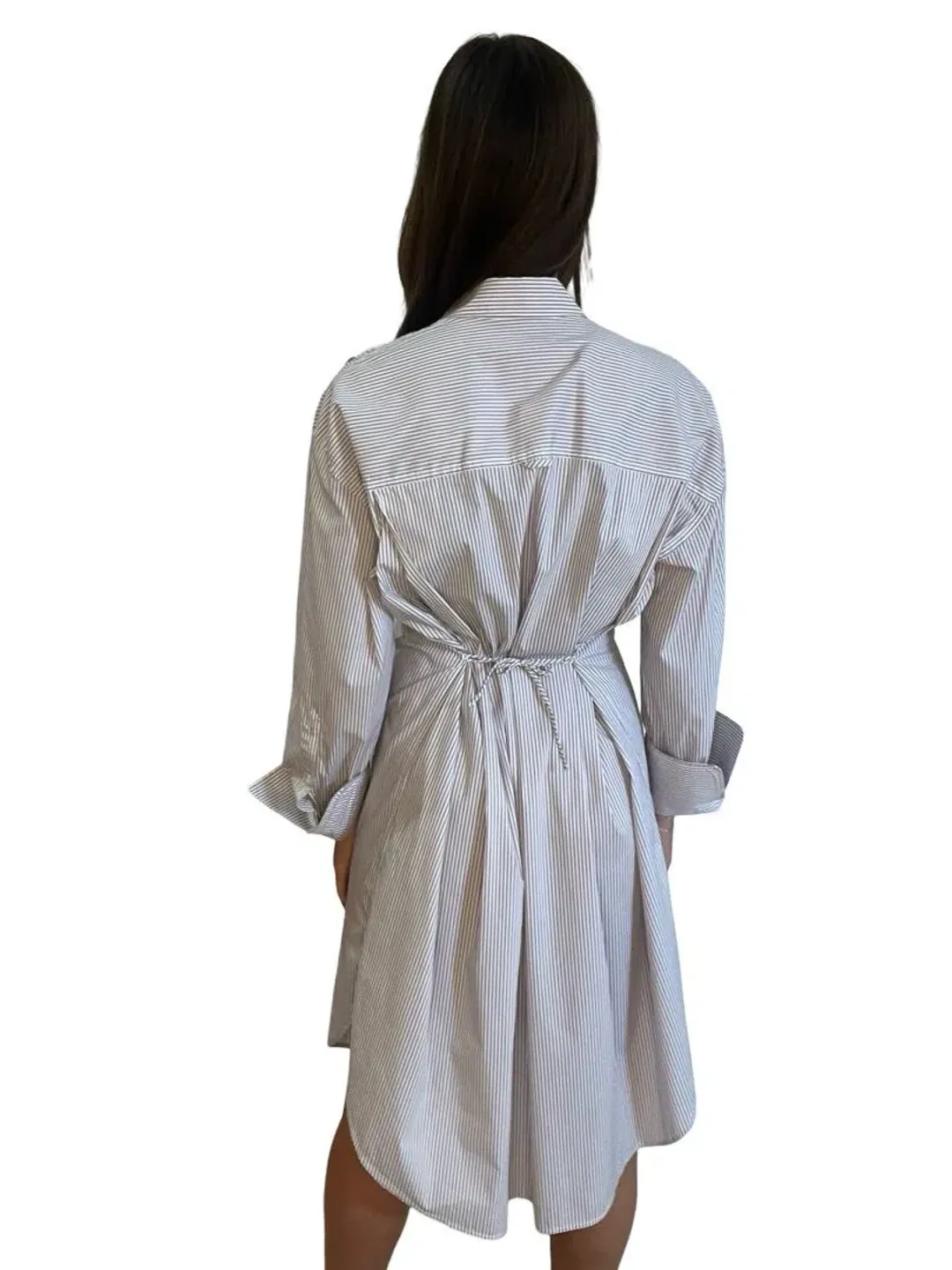 Purple White Stripe Cotton Shirt Dress for rent on The Volte - main image