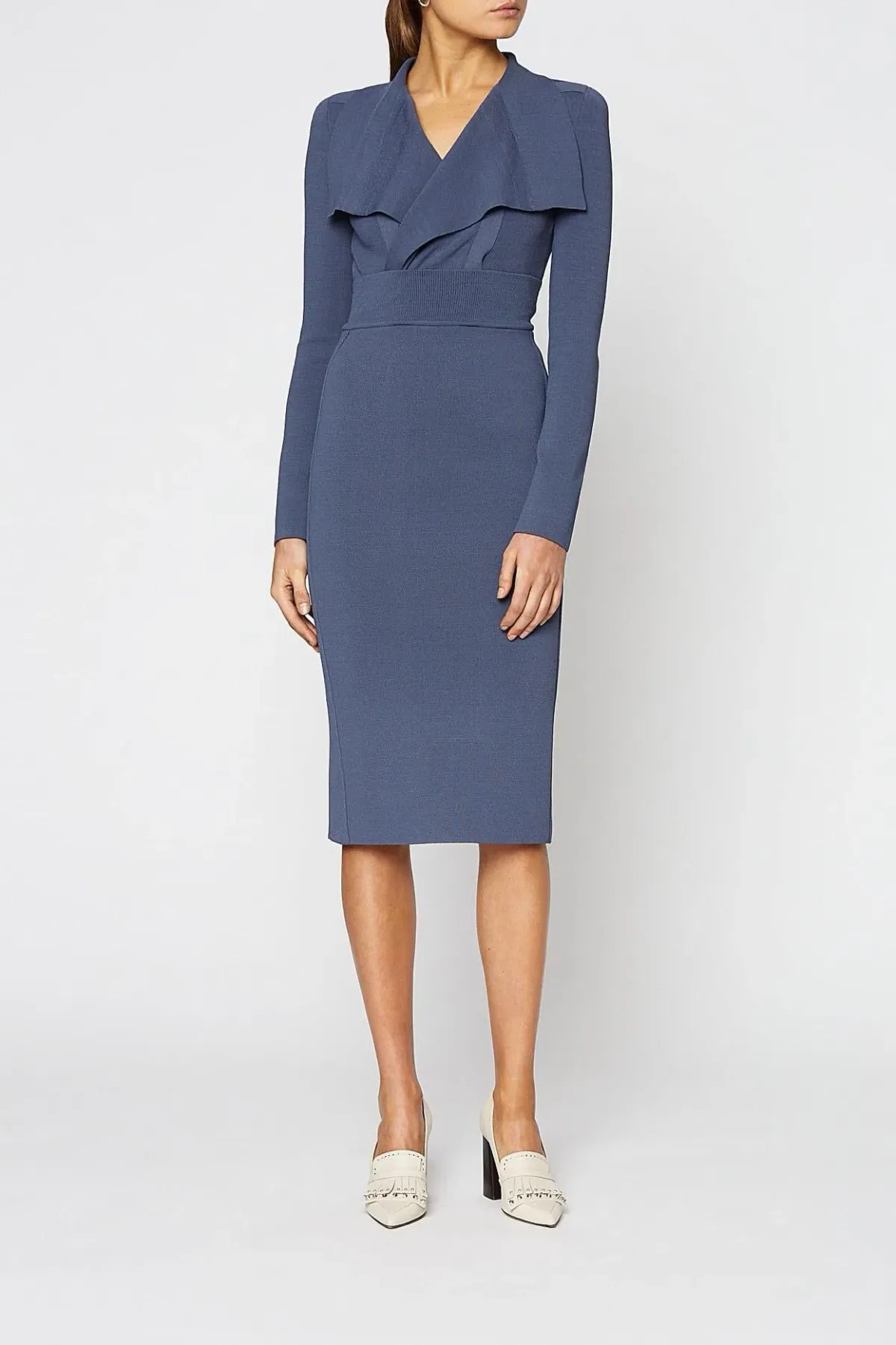 Crepe Knit Midi Dress Blue for rent on The Volte - main image
