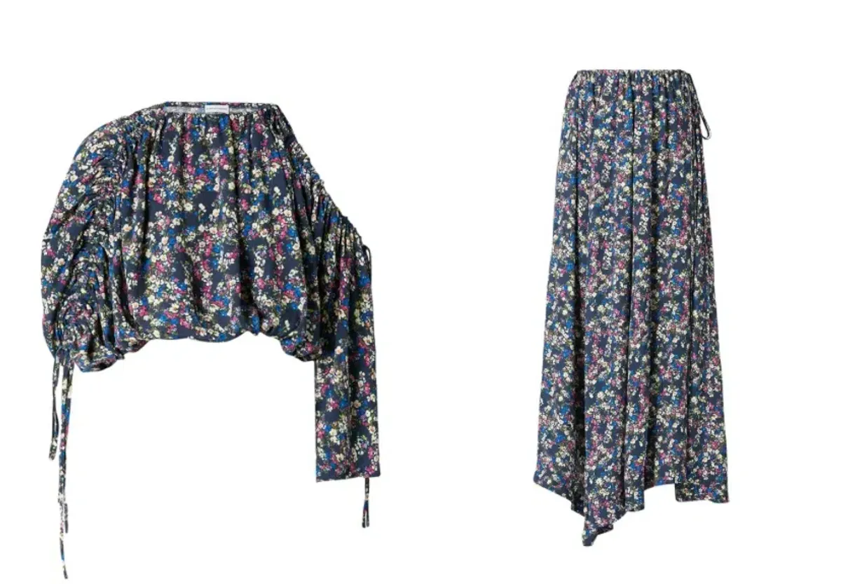 Navy floral drawcord set for rent on The Volte - main image