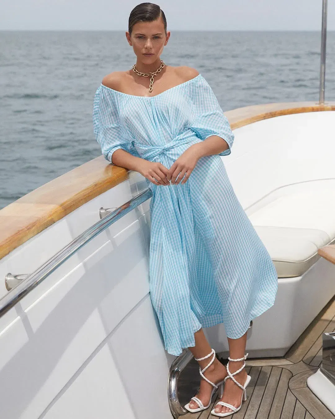 Gingham Skydress Light Blue for rent on The Volte - main image