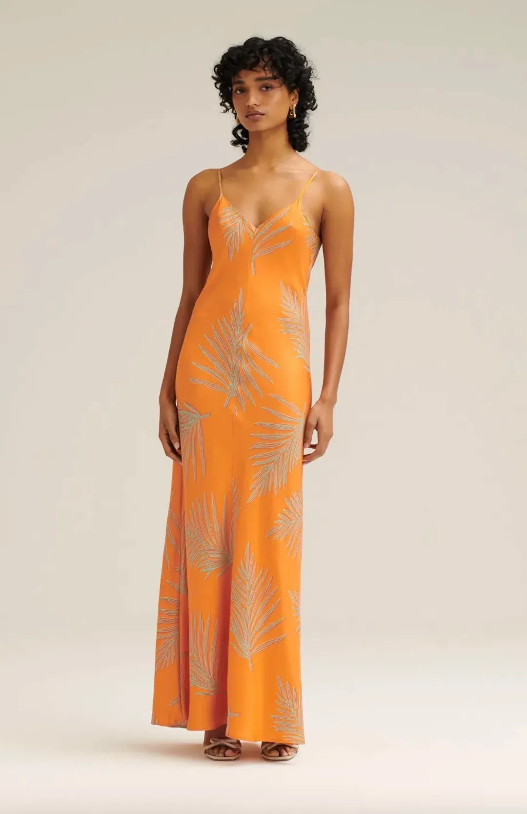 Silk Twill Feather Leaf Top Orange for rent on The Volte - main image