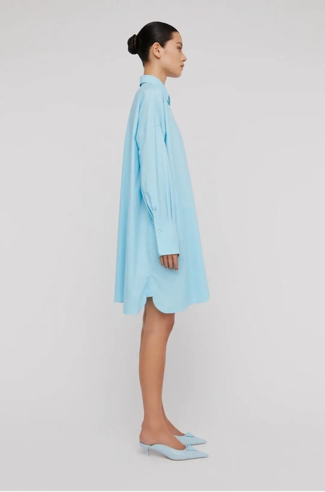 Parachute Pocket Shirt Dress Light Blue for rent on The Volte - main image