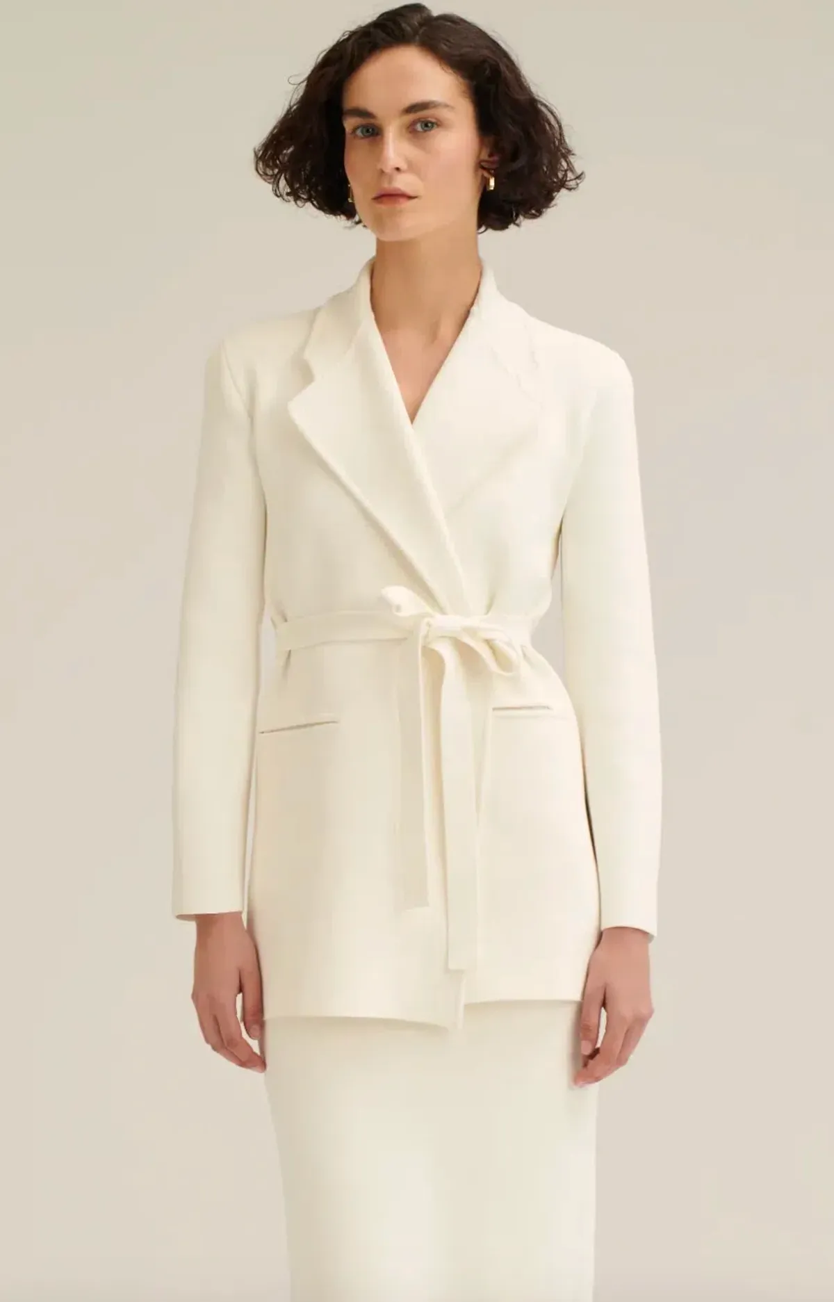 Crepe Knit Loose Tailored Jacket for rent on The Volte - main image