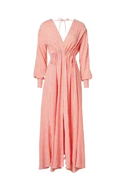 Scanlan Theodore V Neck Gingham Dress Peach for rent on The Volte - image 4