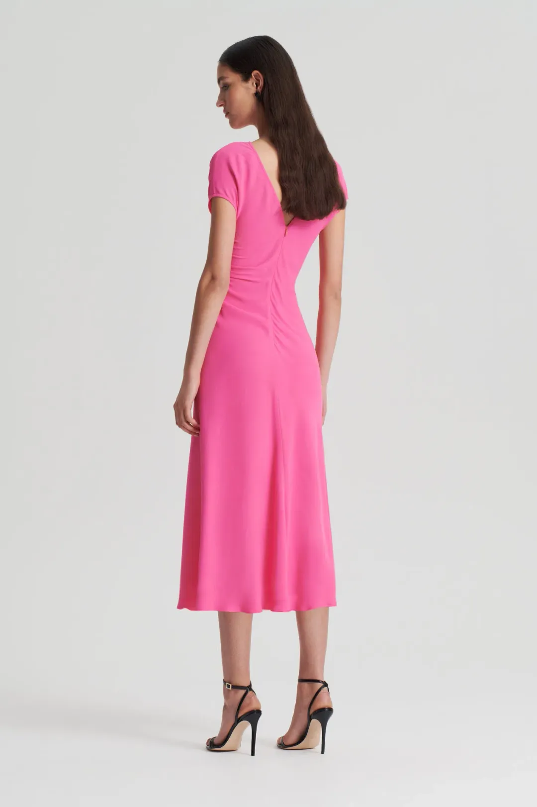 Gathered drape dress pink for rent on The Volte - main image