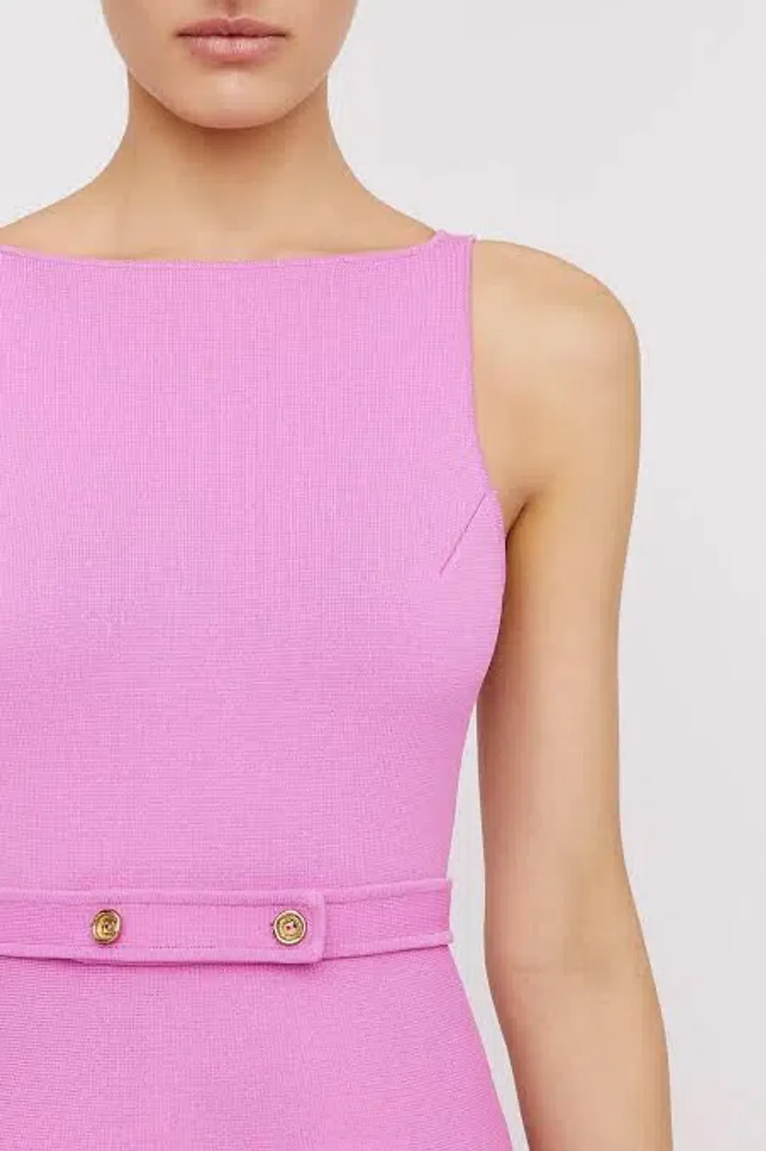 Crepe Knit Bow Bell Dress Pink for rent on The Volte - main image