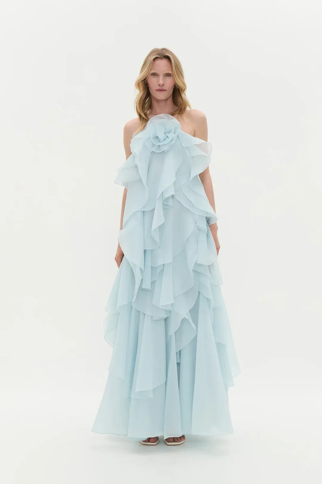 Aje Pandorea Layered Maxi Dress Silver Blue Size 10 for rent on The Volte - main image