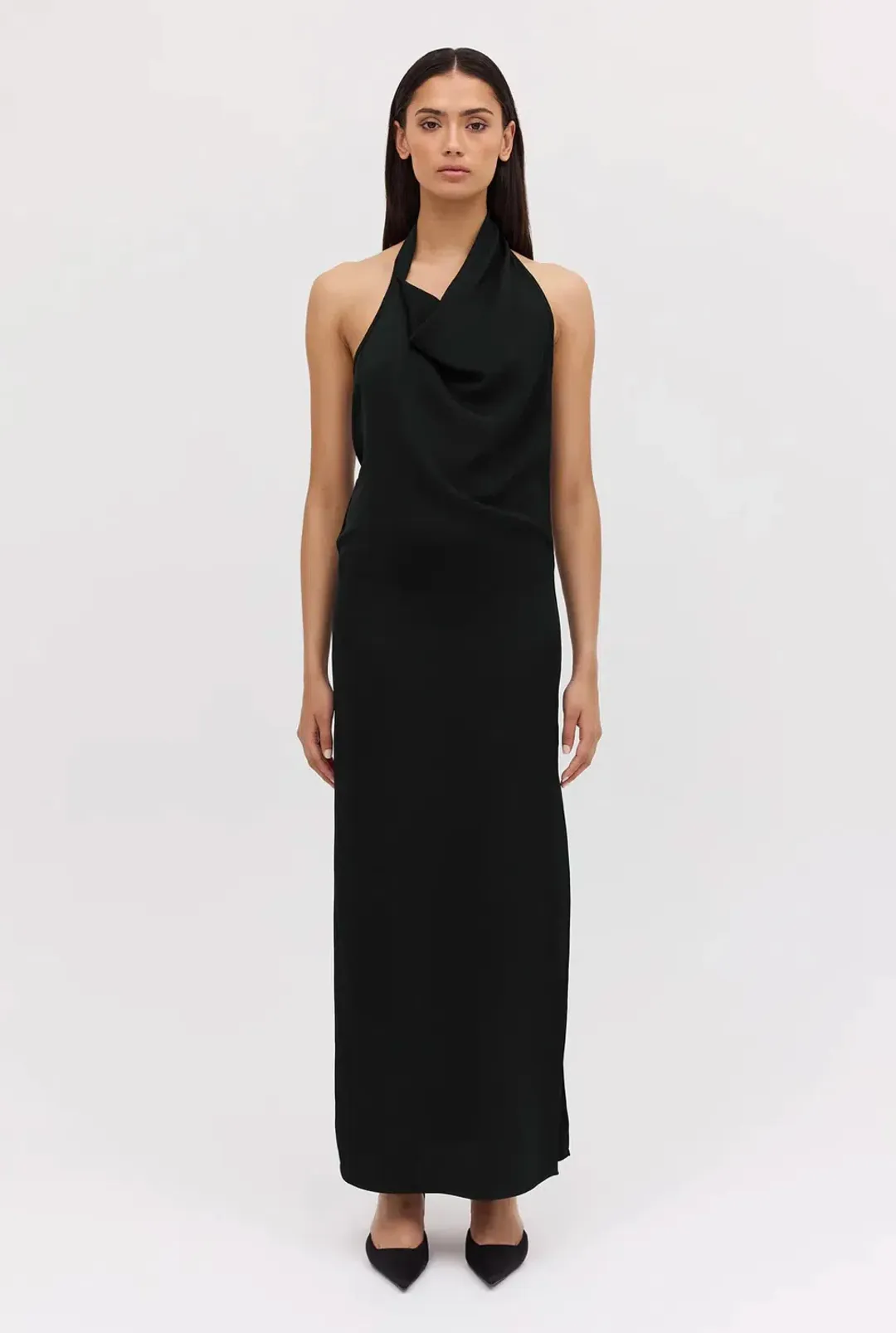 Bianca Spender Black Satin Sync Dress for rent on The Volte - main image