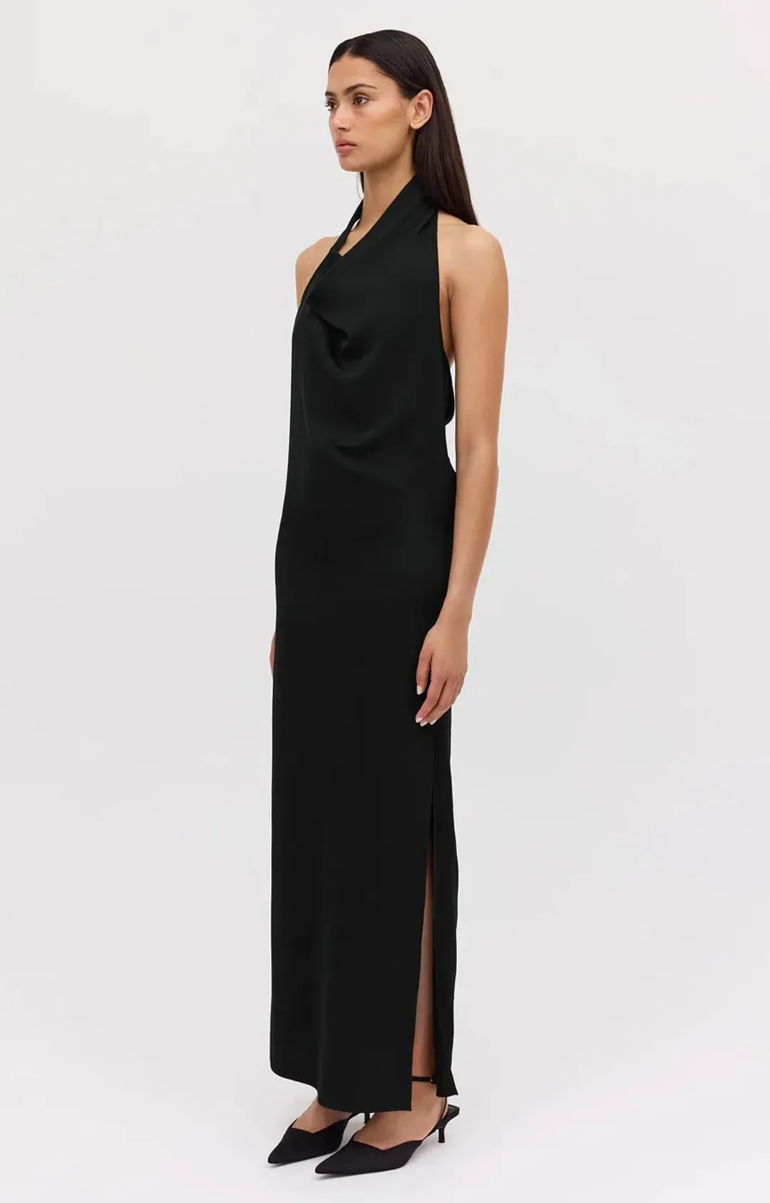 Bianca Spender Black Satin Sync Dress for rent on The Volte - main image
