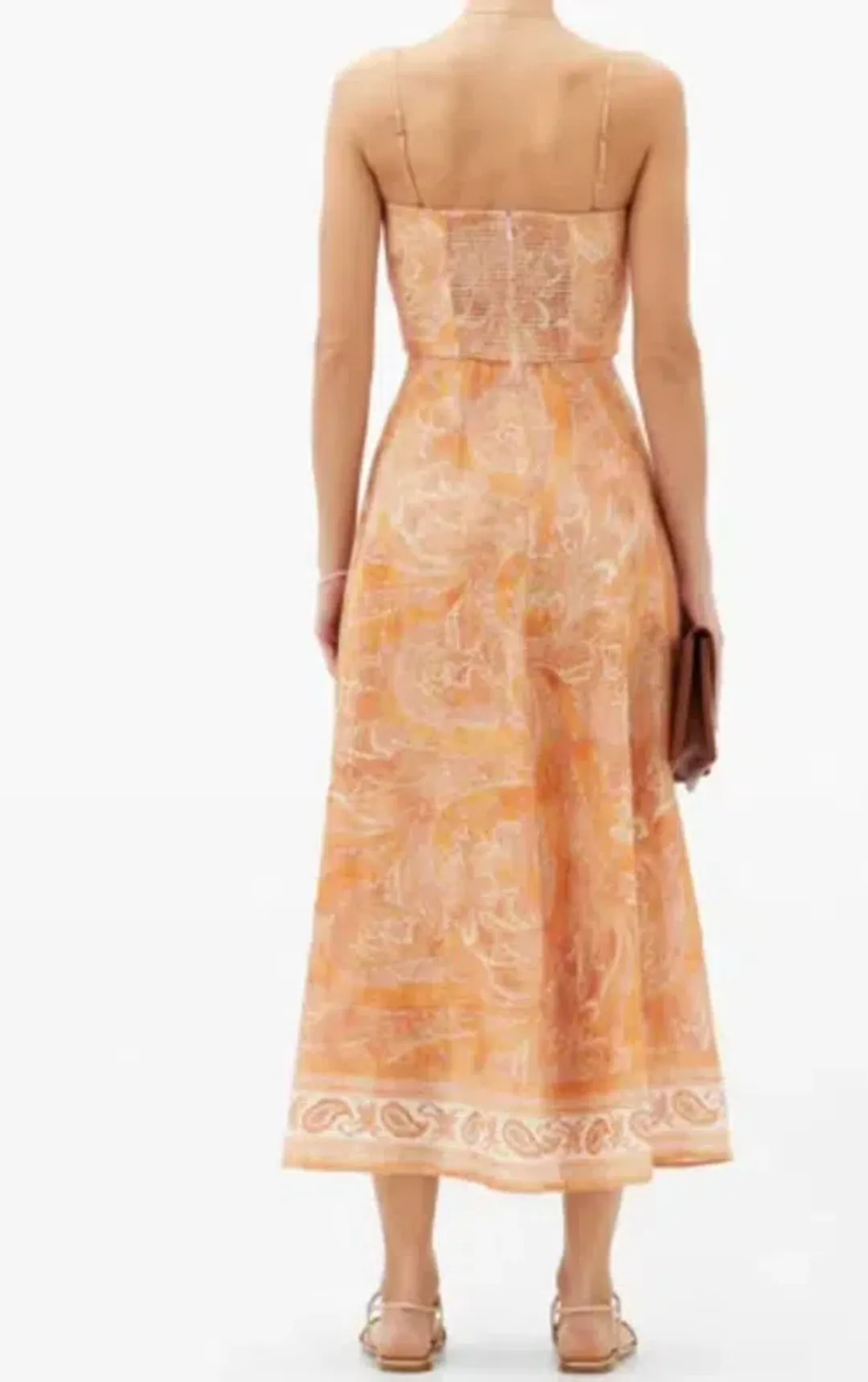 Zimmermann Brighton Tie-waist Paisley Midi Dress Orange - 12  for rent on The Volte - main image