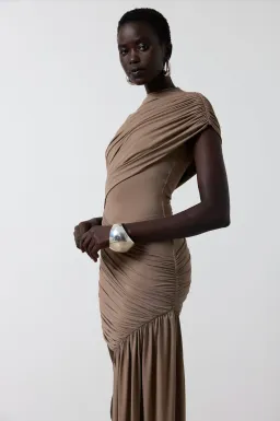 De La Vali Ravenna Mini Dress in Taupe Size AU 6 for rent on The Volte - image 5