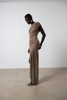 De La Vali Ravenna Mini Dress in Taupe Size AU 8 for rent on The Volte - image 5