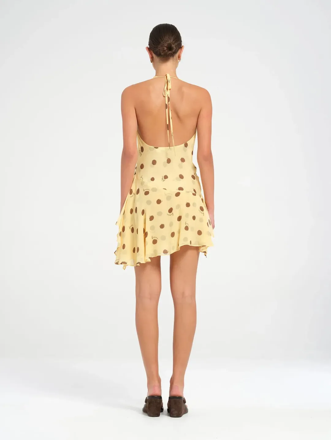 Benni Harlow Halter Mini / Yellow polka / Size 8 for rent on The Volte - main image