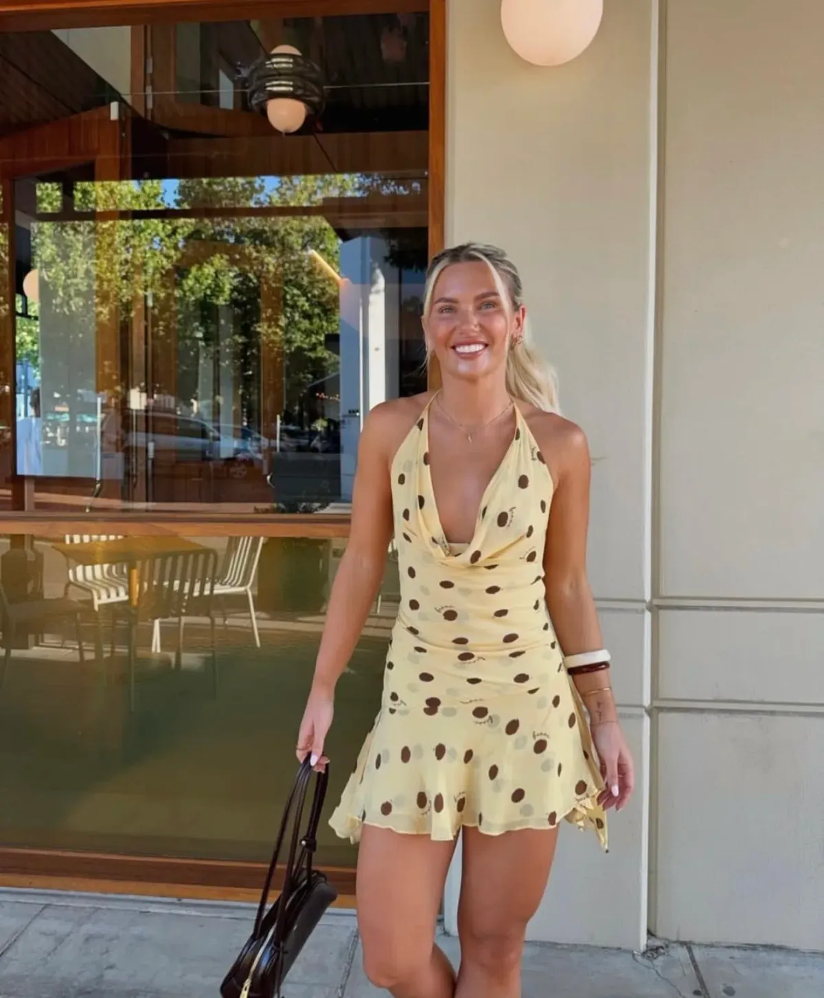 Benni Harlow Halter Mini / Yellow Polka / Size 6 for rent on The Volte - main image