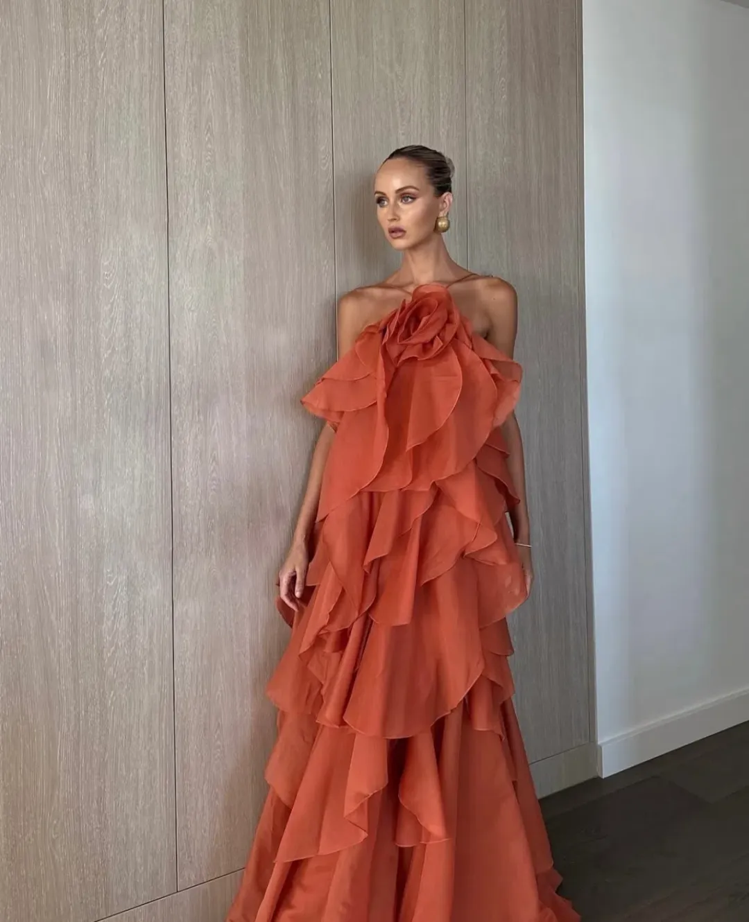 Aje / Pandorea Layered Maxi Dress / Coral Clay / Size 12 (Fits 12-16) for rent on The Volte - main image