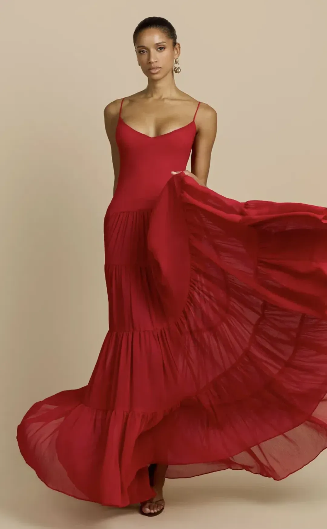 Arcina Ori Red Tiered Maxi Delphina Dress - 10 for rent on The Volte - main image