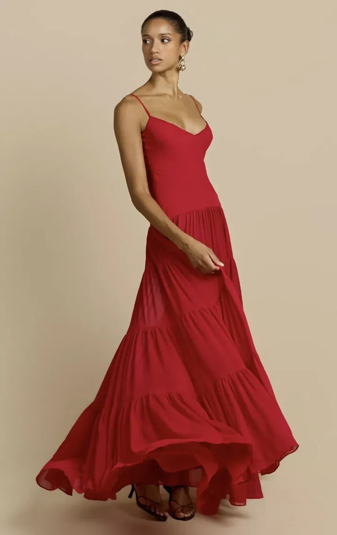 Arcina Ori Red Tiered Maxi Delphina Dress - 10 for rent on The Volte - main image
