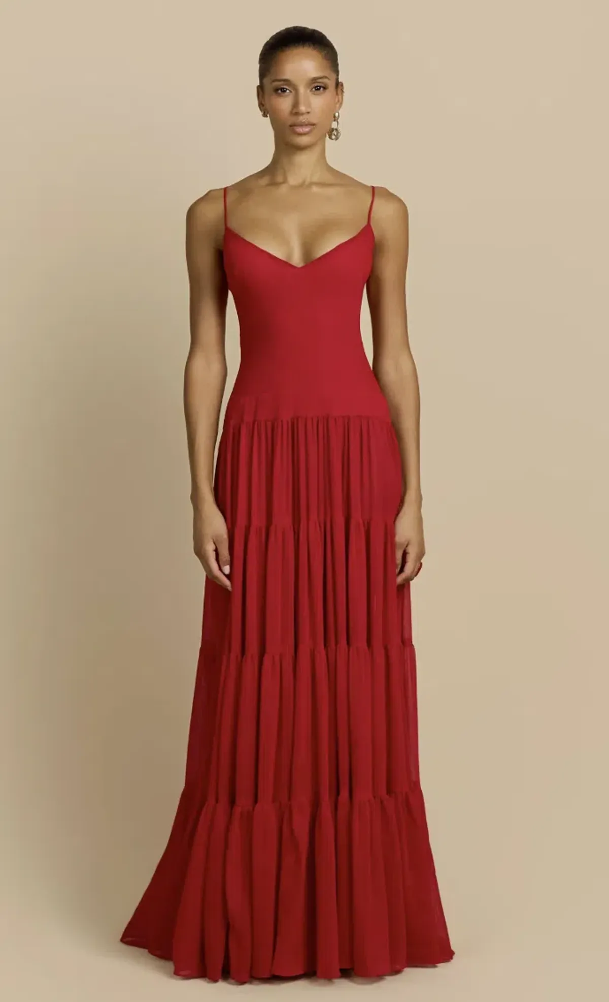 Arcina Ori Red Tiered Maxi Delphina Dress - 10 for rent on The Volte - main image