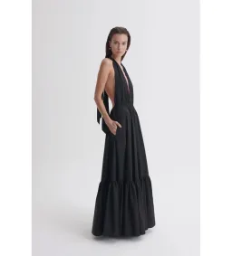 Scanlan Theodore Parachute Cotton Halter Maxi Dress Black Size 10 for rent on The Volte - image 2