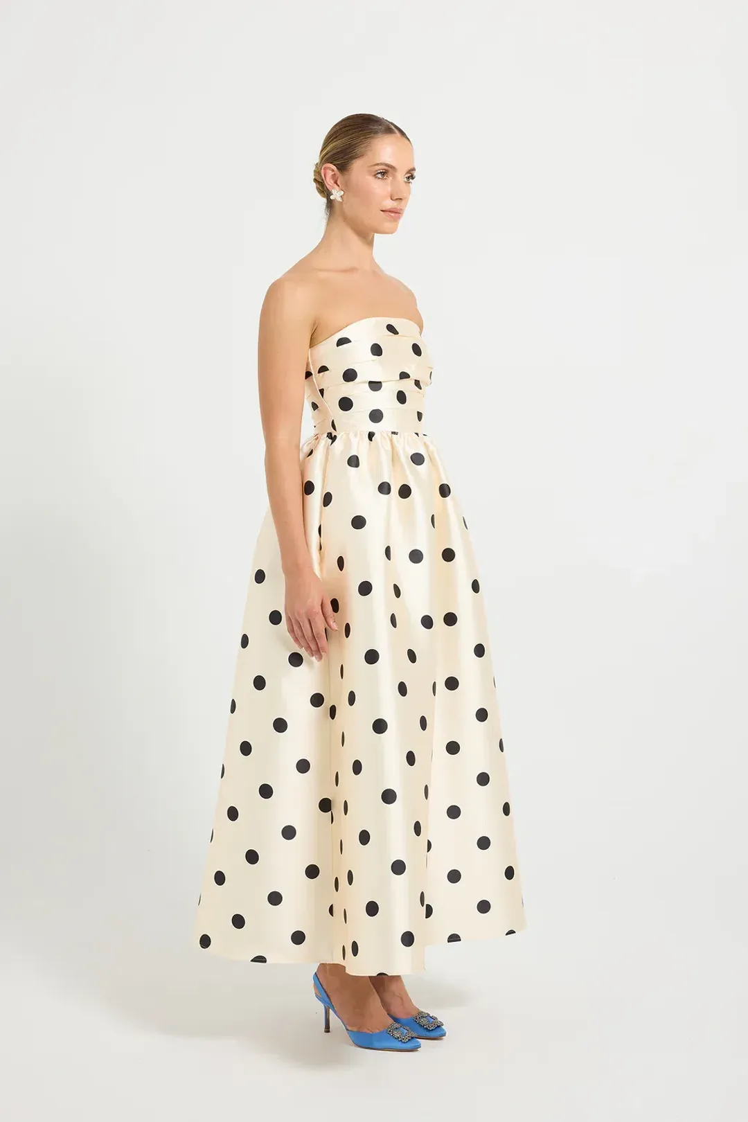 Pasduchas Dottie Midi Dress Cream/Black for rent on The Volte - main image