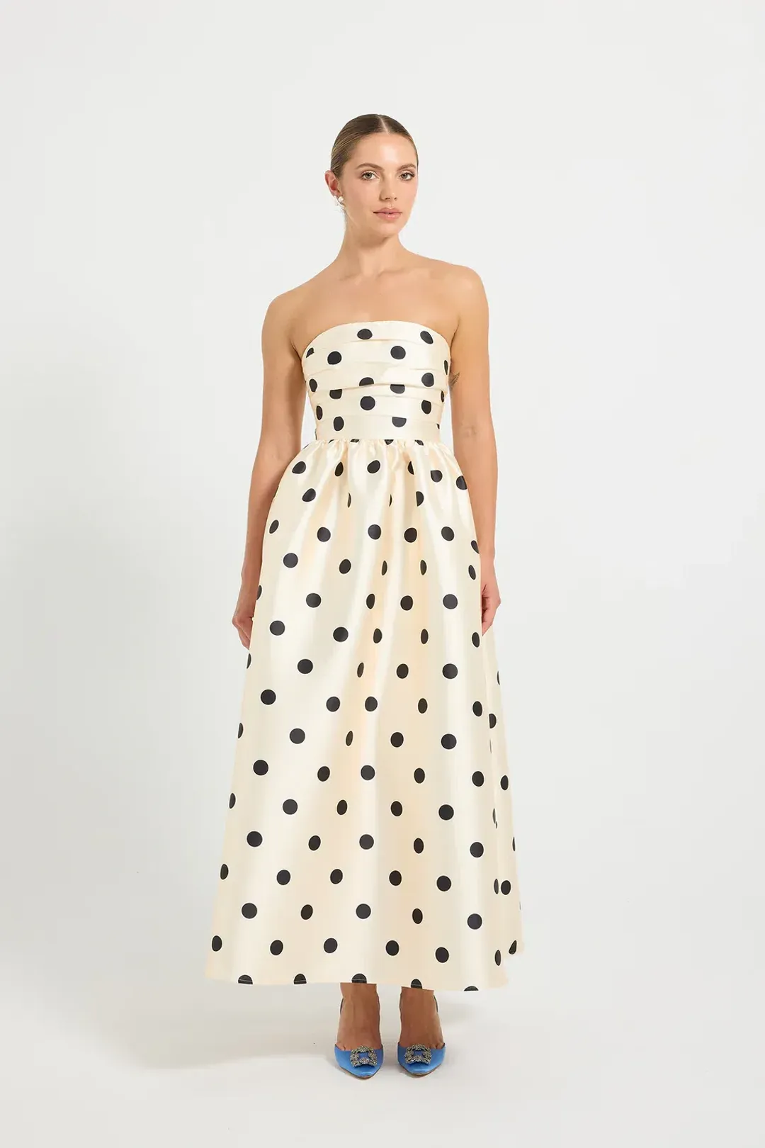 Pasduchas Dottie Midi Dress Cream/Black for rent on The Volte - main image