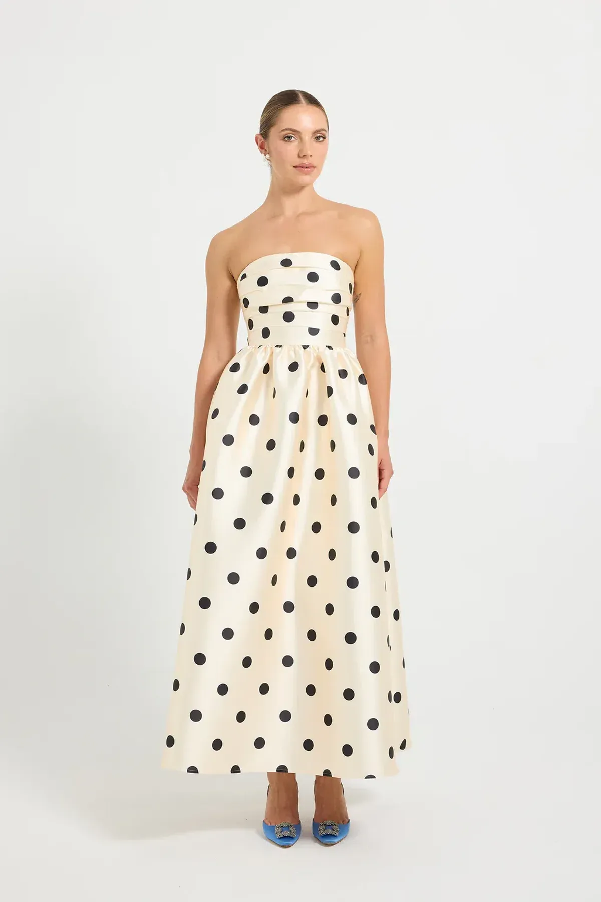 Pasduchas Dottie Midi Dress Cream/Black for rent on The Volte - main image