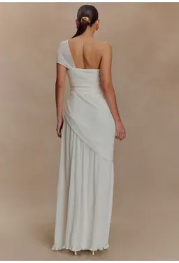 Meshki White Shirred Chiffon Maxi Dress for rent on The Volte - image 2