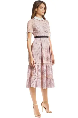 Self Portrait Cross Hatch Tiered Midi Dress for rent on The Volte - image 1