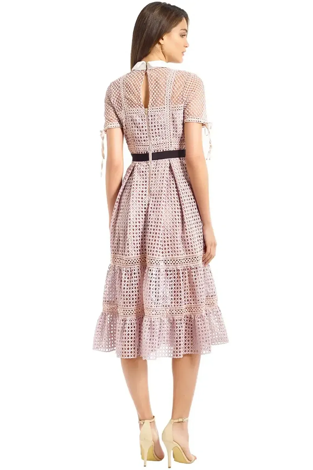 Self Portrait Cross Hatch Tiered Midi Dress for rent on The Volte - main image