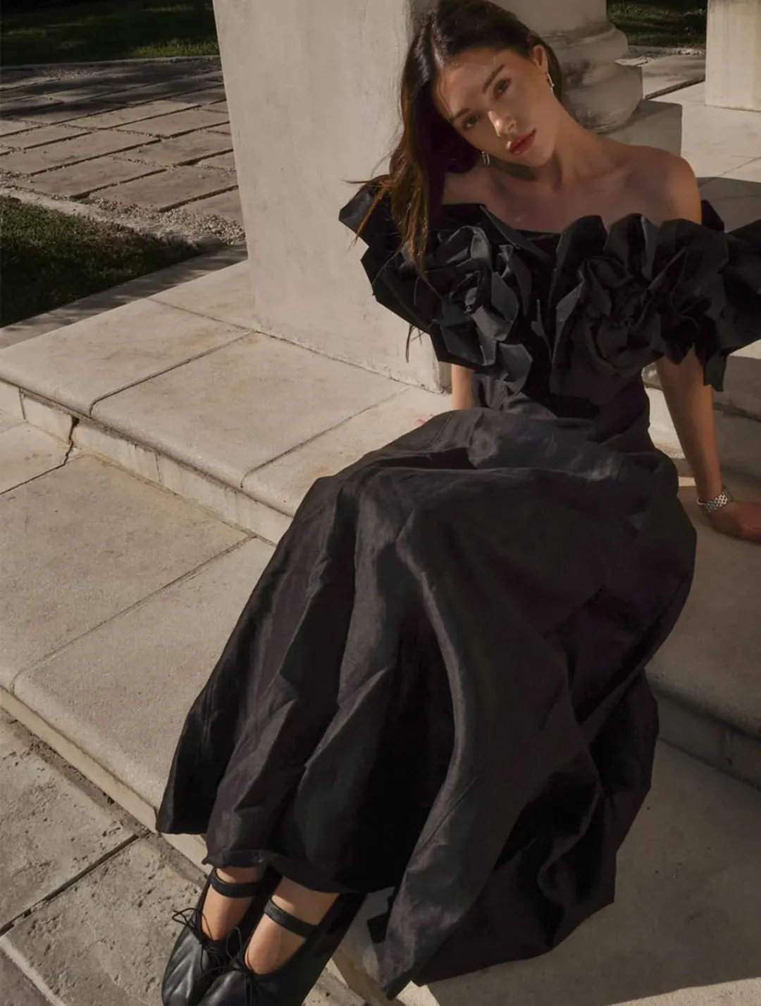 Aje Etta Midi Dress size 12 Black for rent on The Volte - main image