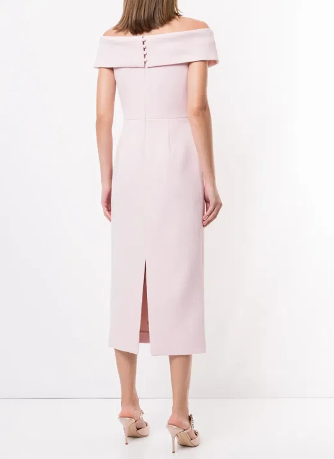 Rebecca Vallance - Amore Off Shoulder Midi Dress Light Pink - 10  for rent on The Volte - main image