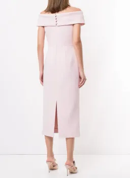 Rebecca Vallance - Amore Off Shoulder Midi Dress Light Pink - 10  for rent on The Volte - image 2