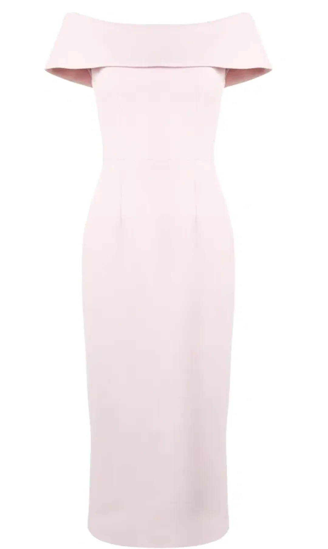 Rebecca Vallance - Amore Off Shoulder Midi Dress Light Pink - 10  for rent on The Volte - main image