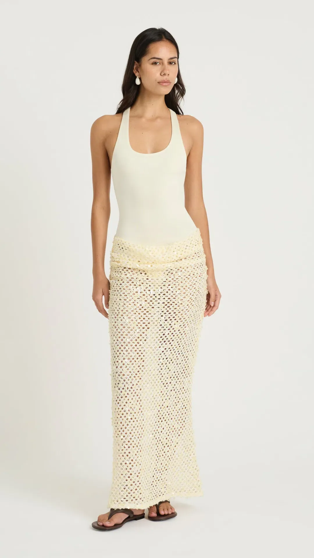 Benni Ariel Maxi Dress in Shell Size 8  for rent on The Volte - main image
