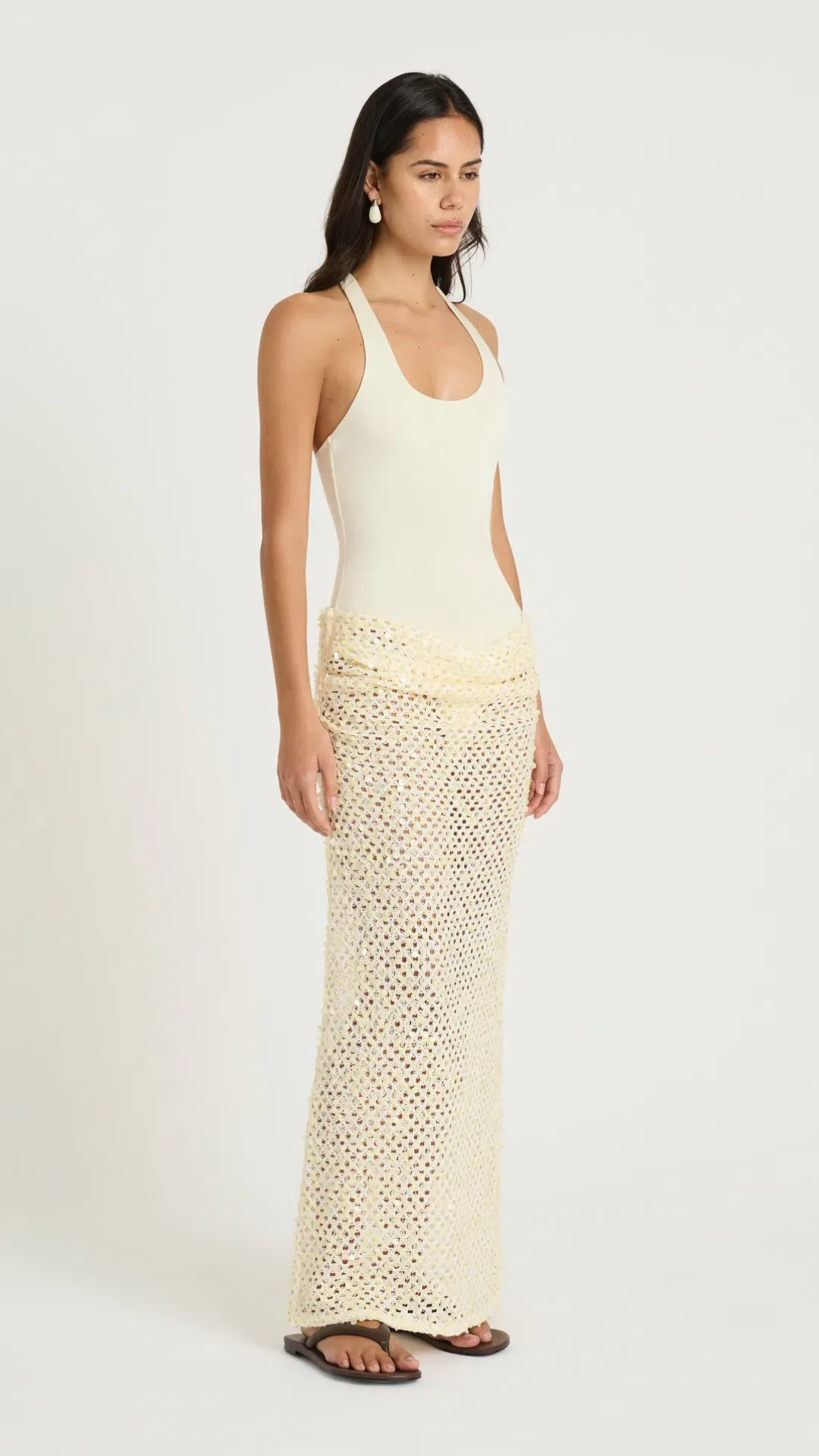 Benni Ariel Maxi Dress in Shell Size 8  for rent on The Volte - main image