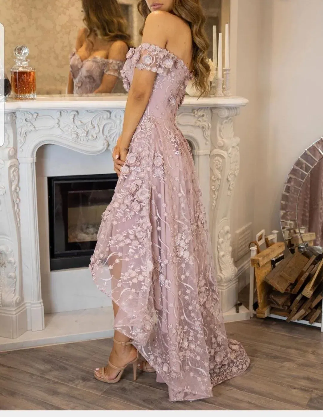 Marian Rahme Rosetta Hi-Low Gown Pink Size 8 for rent on The Volte - main image