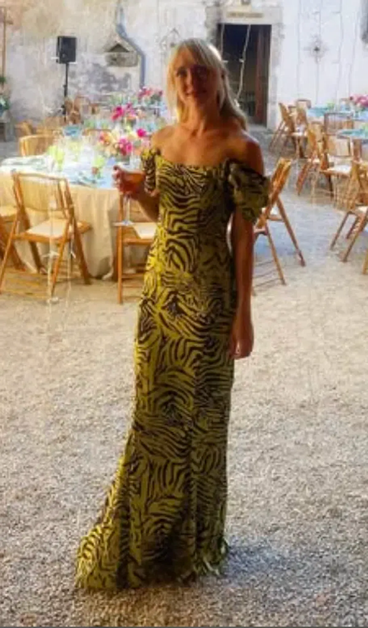 De la Vali - Alma tiger silk satin dress Size 8. RRP $600 for rent on The Volte - main image