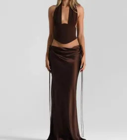 Natalie rolt Bronte top and evelyn skirt brown 8 for rent on The Volte - image 1