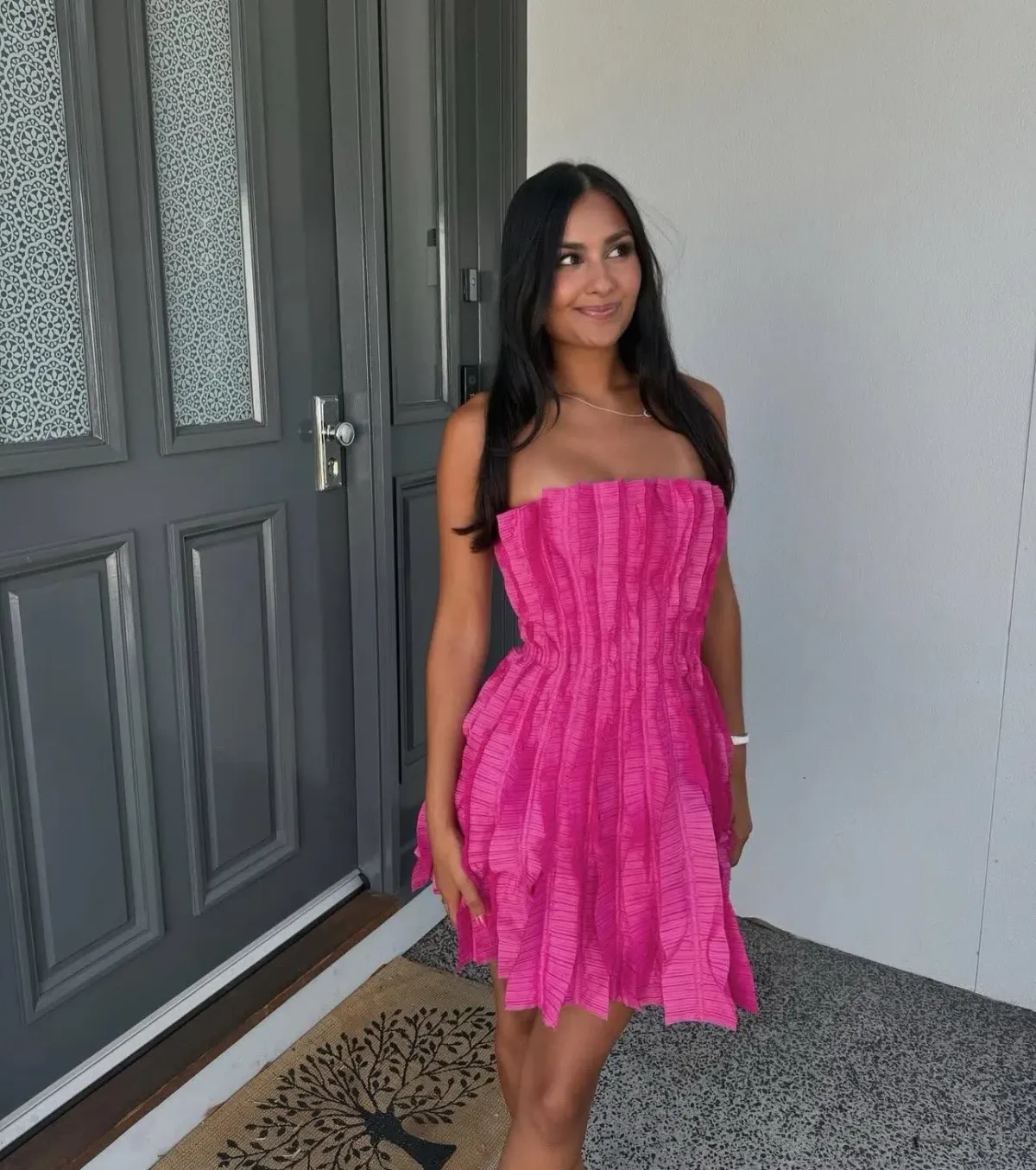 Aje Hybrid Sleeveless Mini Dress Size 8 Fuchsia Rose  for rent on The Volte - main image