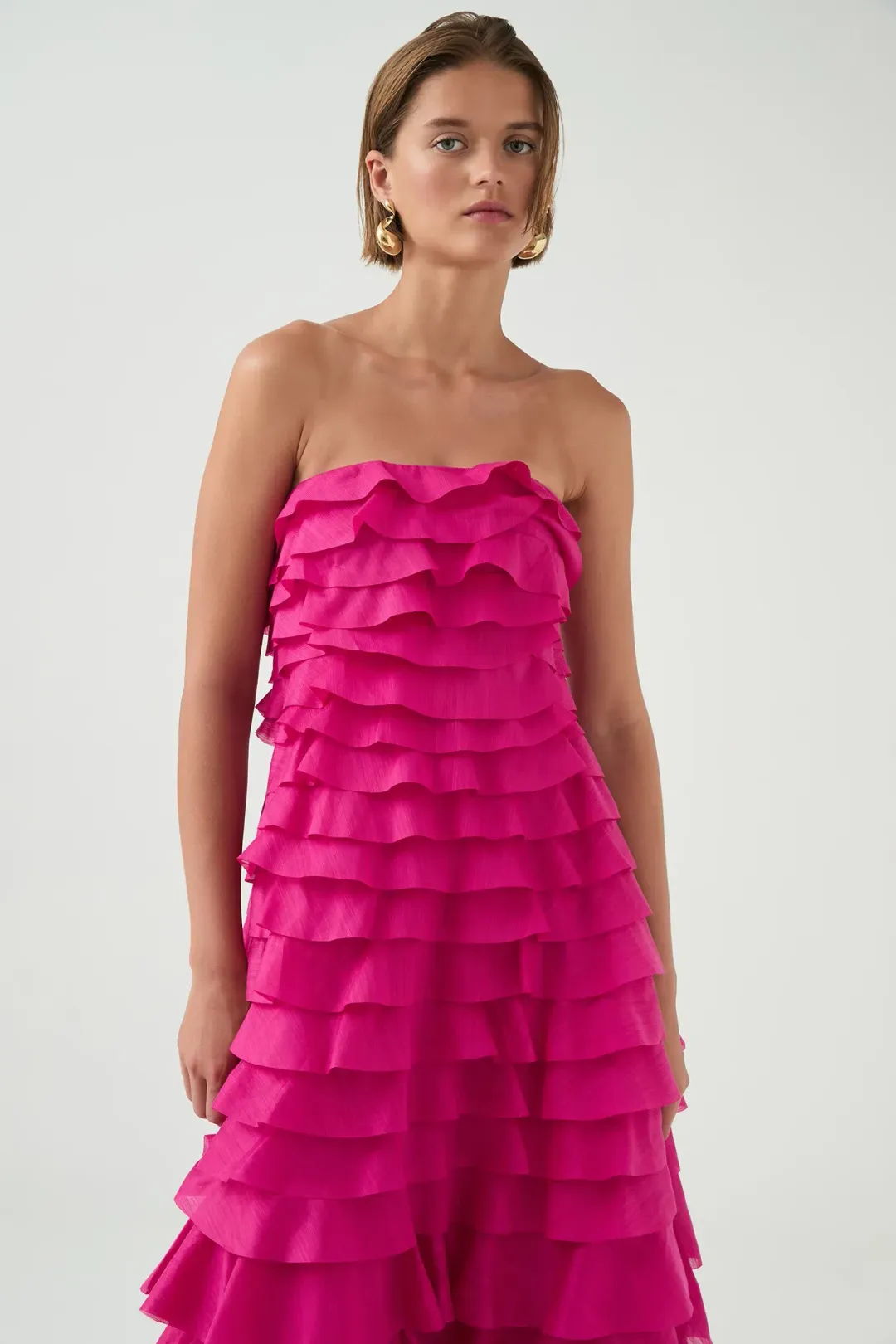 Aje / Fleur Pleated Gown / Magenta / Size 14 for rent on The Volte - main image