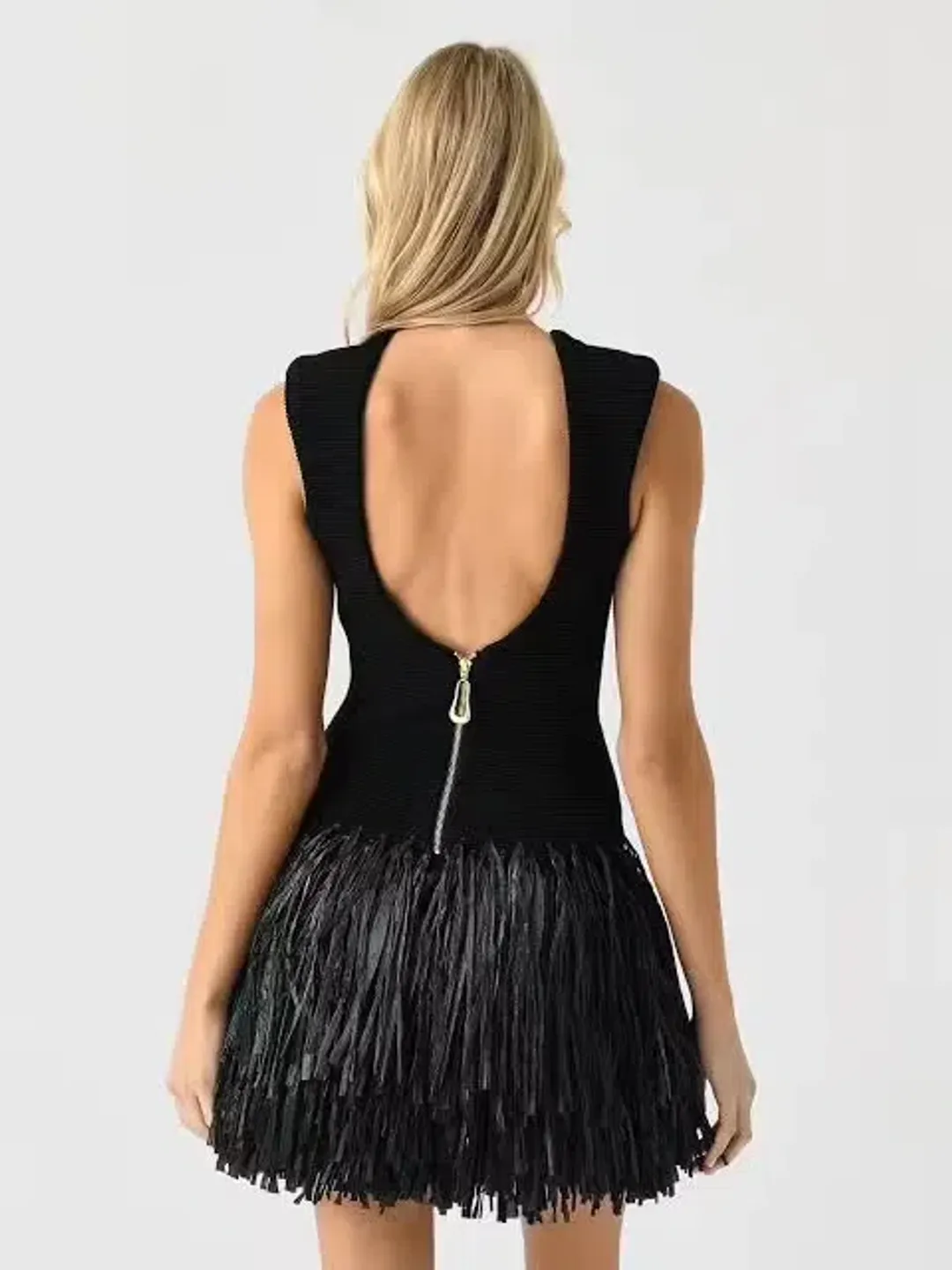 AJE Rushes Raffia Mini Dress Black Small S 8 for rent on The Volte - main image