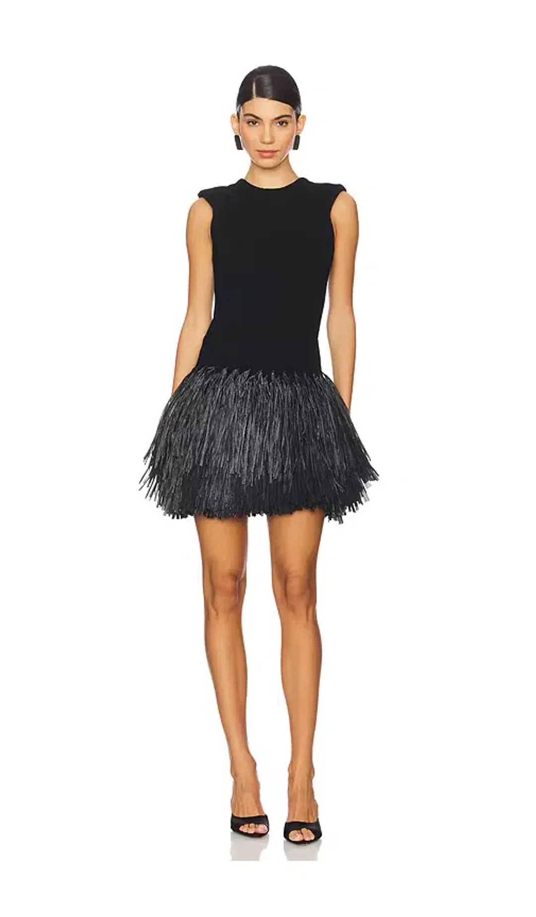AJE Rushes Raffia Mini Dress Black Small S 8 for rent on The Volte - main image