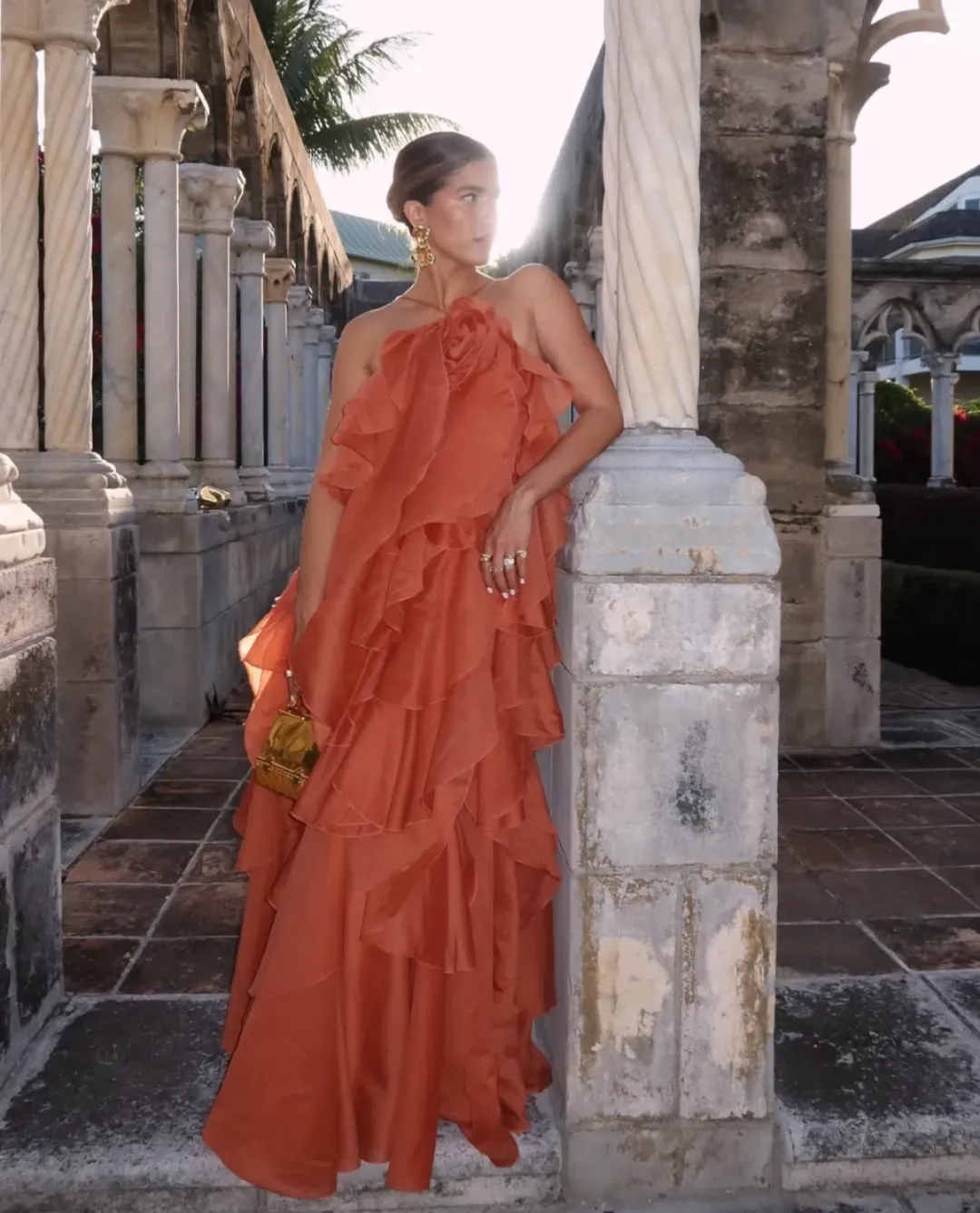 Aje / Pandorea Layered Maxi Dress / Coral Clay / (Fits 12-16) for rent on The Volte - main image