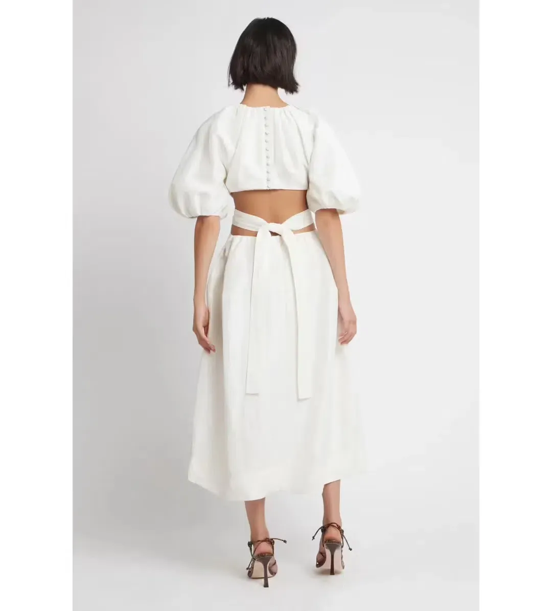 Aje Mimosa Cutout Midi Dress In Ivory - Size 8 for rent on The Volte - main image