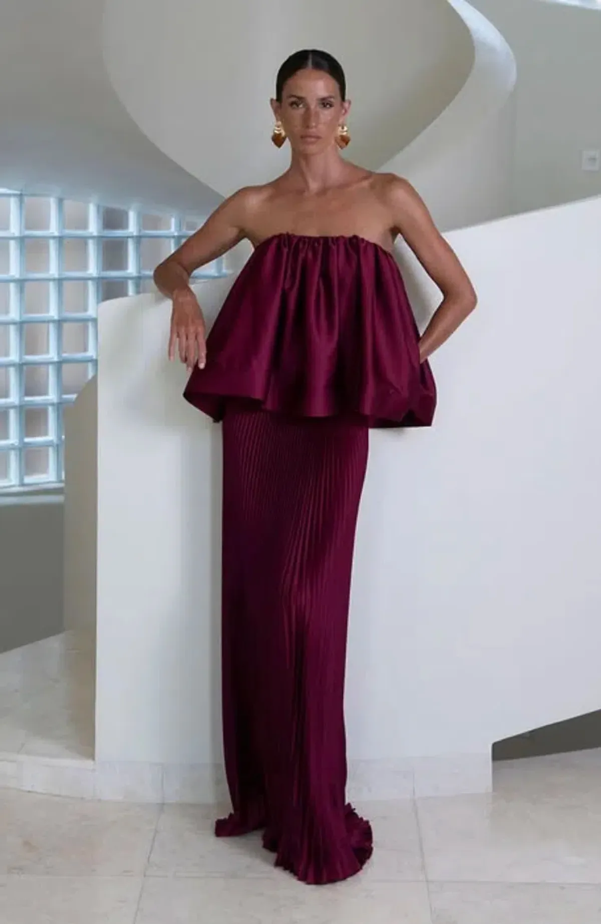L’IDEE BREEANA TOP & GALA SKIRT- WINE Size 8 for rent on The Volte - main image